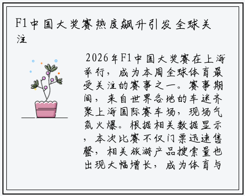 F1中国大奖赛热度飙升引发全球关注